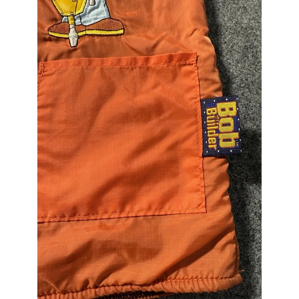 Vintage Y2K Bob The Builder Orange Construction Vest 5 Blue Fleece Interior Rare